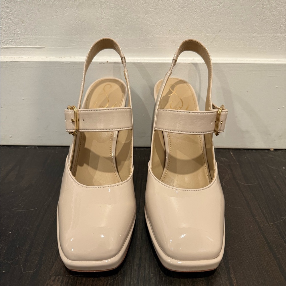 Sam Edelman Cream Patent Slingback Heels